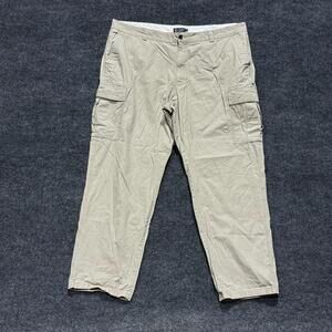 Chaps Pants Mens 44x32.5 Beige Cargo Relaxed Fit Straight Leg Casual Pockets